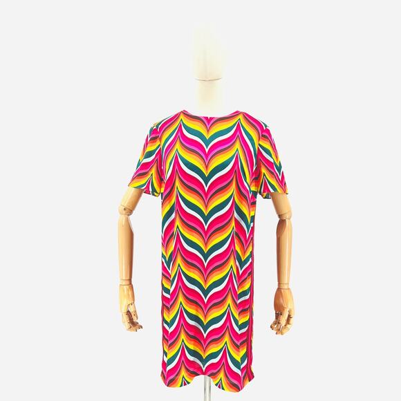 Trina Turk Pink Rainbow Multicolor Chevron Print Mini Dress - Picture 1 of 7